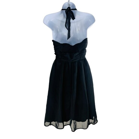 JOHNNY Martin Black Chiffon Halter Dress Size 7 - Picture 2 of 7